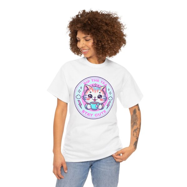 Stay Cute Cat Unisex Heavy Cotton Tee - Sip the Tea Design (Copy)