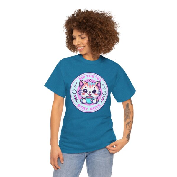 Stay Cute Cat Unisex Heavy Cotton Tee - Sip the Tea Design (Copy) - Image 13