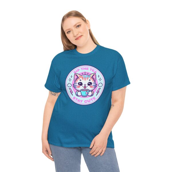 Stay Cute Cat Unisex Heavy Cotton Tee - Sip the Tea Design (Copy) - Image 16