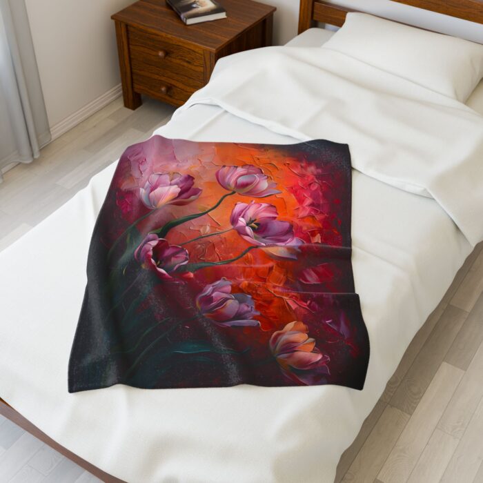 Artistic Floral Velveteen Plush Blanket - Cozy Home Decor Gift - Image 3